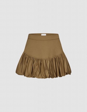 Urban Revivo Elastic Waist Mini A-Line Women's Skirts Brown | KAP776XQ