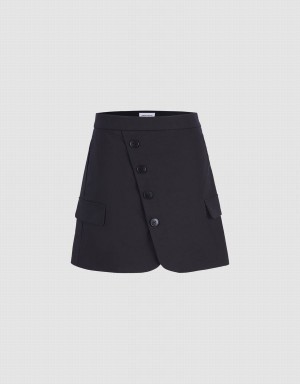 Urban Revivo Fake Pockets Mini A-Line Women's Skirts Black | FNF229WK