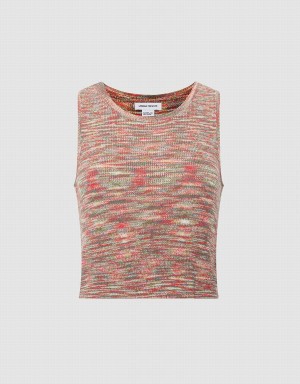 Urban Revivo Flecked Knitted Women's Tank Top Red | ZFS4739NL