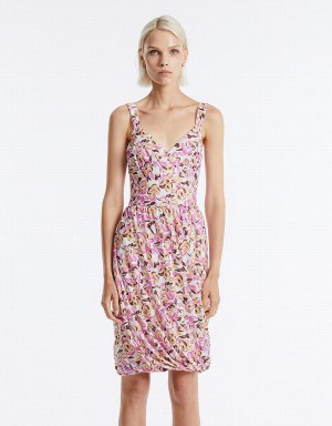 Urban Revivo Floral Balloon Women's Dress Purple | OVO5726YT