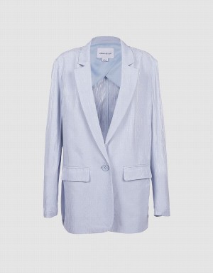 Urban Revivo Floral Jacquard Single Breasted Women's Blazers Blue | DIX7044LD