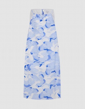 Urban Revivo Floral Print Cami Midi Sundress Women's Dress Blue | UAT9698FU