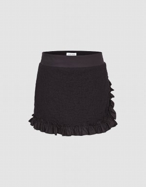 Urban Revivo Frill Trim Mini Women's Skirts Black | IRN7363ZO