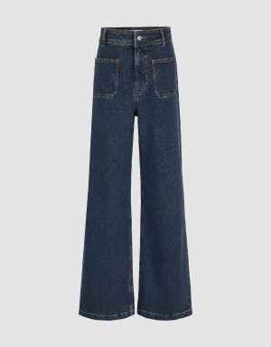 Urban Revivo Front Pocket Wide-Leg Women's Jeans Blue | NPI3773KT