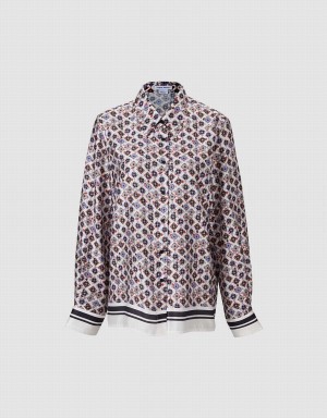 Urban Revivo Geometric Button Up Women's Shirts Grey | DLR7584XC