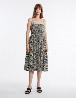 Urban Revivo Geometric Print Midi Women's Dress Grey | JBM5353JH