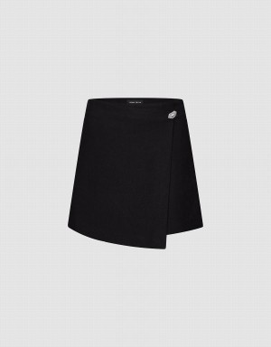 Urban Revivo Glamor Regular Skort Women's Shorts Black | NFO9759CM