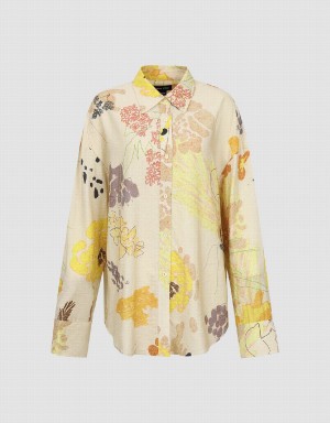 Urban Revivo Gradient Straight Women's Shirts Yellow | CJO792UO