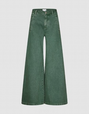 Urban Revivo Gradient Wide-Leg Women's Jeans Green | FXF8447KX