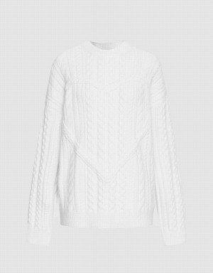 Urban Revivo Heart Cable Knit Women's Sweaters White | OIE1216KI