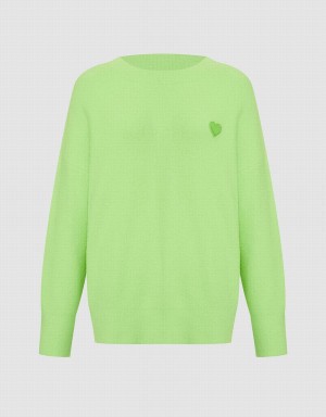 Urban Revivo Heart Detail Oversized Women's Sweaters Green | GEX3449IH