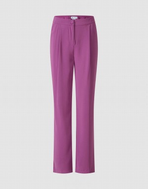 Urban Revivo High Waist Straight Women's Pants Purple | ZDN656AO