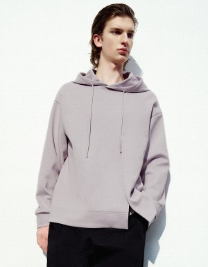 Urban Revivo Hooded Straight Men's Sweatshirts Purple | CFG4689PF