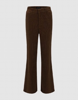 Urban Revivo Knitted Flare Women's Pants Dark Brown | LYT5386FN