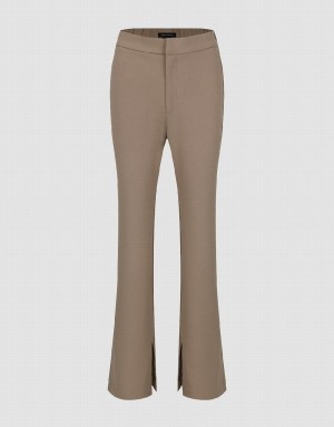 Urban Revivo Knitted Flare Women's Pants Khaki | YHC3943WS