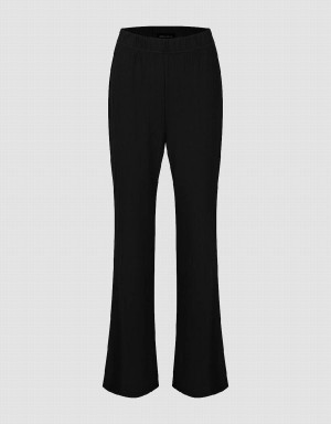 Urban Revivo Knitted Flare Women's Pants Black | CEY7417QW