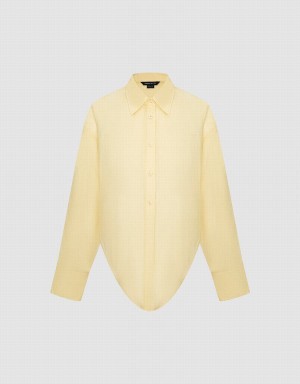 Urban Revivo Knot Hem Women's Shirts Yellow | WHT7918DU