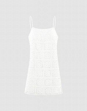 Urban Revivo Lace Cami Women's Dress White | LYE5145NC