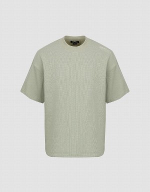 Urban Revivo Loose Knitted Men's T Shirts Green | DRT1473FM