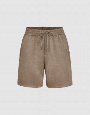 Urban Revivo Loose Men's Shorts Khaki | VRX2589ZS