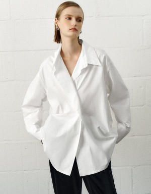 Urban Revivo Loose Sraight Women's Shirts White | XIG9724SQ