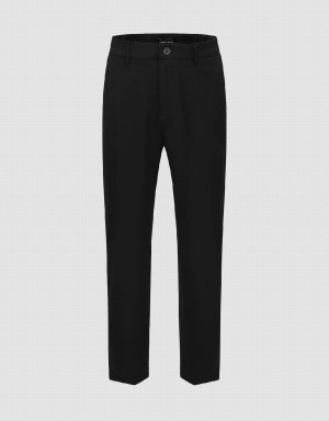 Urban Revivo Loose Straight Men's Pants Black | SEN9638BW