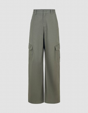 Urban Revivo Loose Straight Women's Pants Green | UTZ9025LA