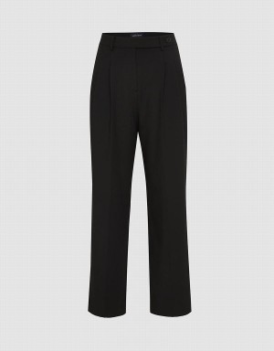 Urban Revivo Loose Straight Women's Pants Black | RRO7049MS