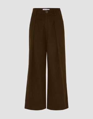 Urban Revivo Loose Wide-Leg Women's Pants Brown | SBT152YG