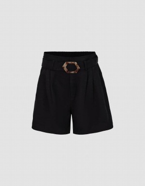 Urban Revivo Loose With Belt Women's Shorts Black | QMW1424WW