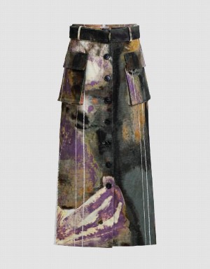 Urban Revivo Maxi Printed Straight Women's Skirts Multicolor | NKS155IA