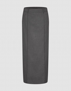 Urban Revivo Maxi Straight Women's Skirts Dark Grey | VYC2565ME