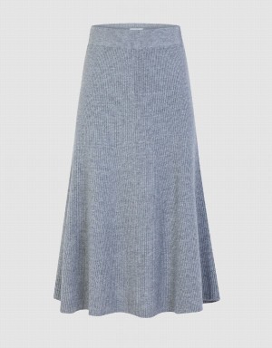 Urban Revivo Midi A-Line Knitted Women's Skirts Light Grey | GTW4433KR