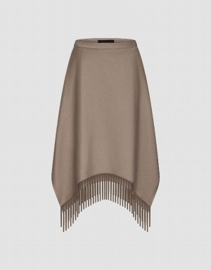 Urban Revivo Midi A-Line With Tassel Women's Skirts Brown | JRI3223GM