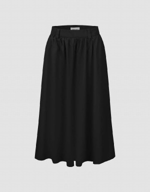 Urban Revivo Midi A-Line Women's Skirts Black | XPS4653YF