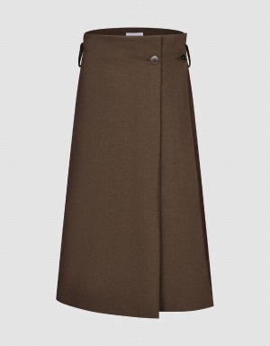 Urban Revivo Midi A-Line Women's Skirts Brown | XLR1543SX