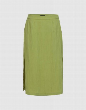 Urban Revivo Midi A-Line Women's Skirts Green | GPM152FE