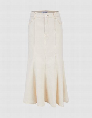 Urban Revivo Midi Fishtail Denim Women's Skirts White | IKO2524IA