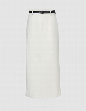 Urban Revivo Midi Straight Women's Skirts White | RIC2635EJ