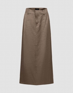 Urban Revivo Midi Straight Women's Skirts Brown | HZT6915YK