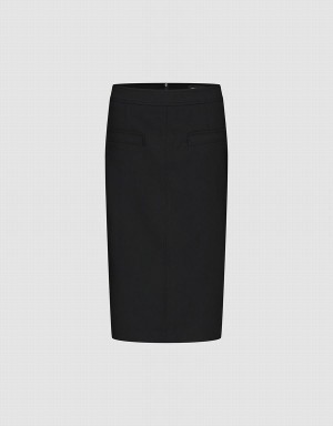 Urban Revivo Midi Straight Women's Skirts Black | LKU8955BL