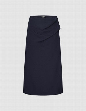 Urban Revivo Midi Straight Women's Skirts Blue | VFK3925CE