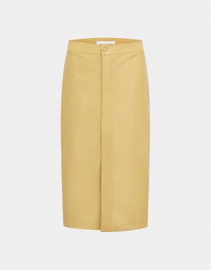 Urban Revivo Midi Straight Women's Skirts Yellow | VMT8173HI