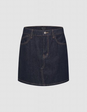 Urban Revivo Mini A-Line Denim Women's Skirts Blue | WBR4017XJ