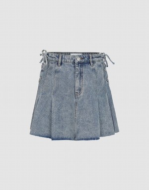 Urban Revivo Mini A-Line Denim Women's Skirts Blue | QLX4296UY