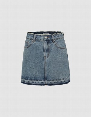 Urban Revivo Mini A-Line Denim Women's Skirts Blue | TPP9980AJ