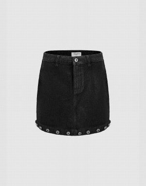 Urban Revivo Mini A-Line Denim Women's Skirts Black | YKH5815OR