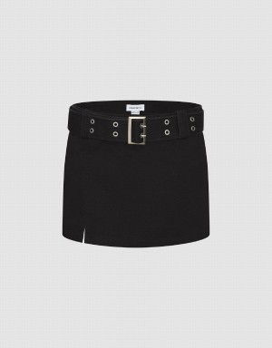 Urban Revivo Mini A-Line With Belt Women's Skirts Black | NDK977PB