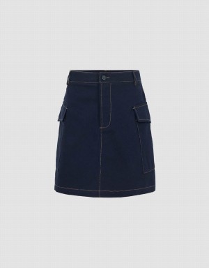 Urban Revivo Mini A-Line Women's Skirts Blue | VDH957TK