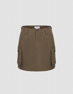 Urban Revivo Mini A-Line Women's Skirts Dark Brown | URU4544RO